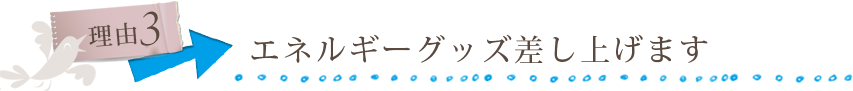 理由３ エネルギーグッズ差し上げます